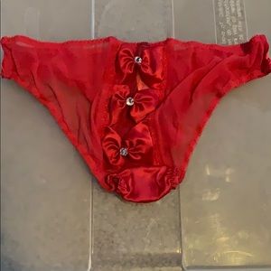 (3for$10) VS red satin cheekini panty with bows